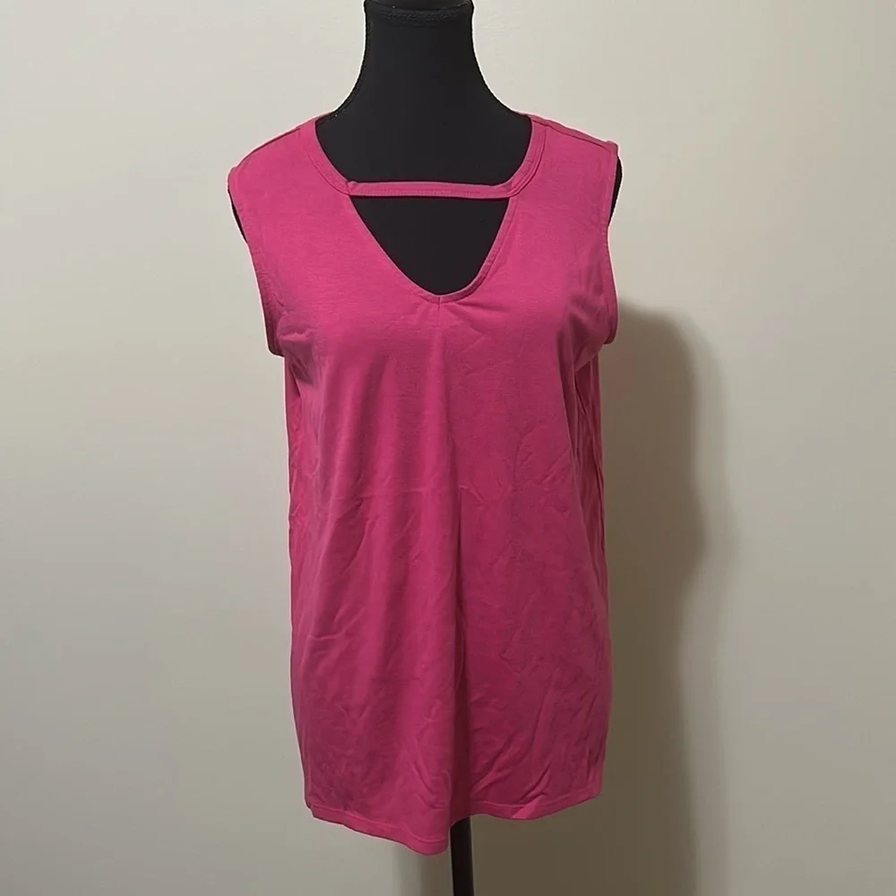 WAREHOUSE One Pink Sleeveless V-Neck Tank Top - Picture 3 of 9